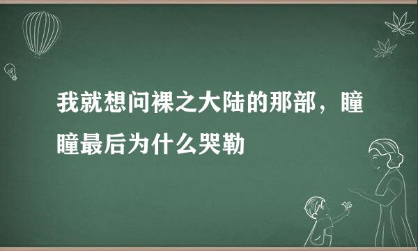 我就想问裸之大陆的那部，瞳瞳最后为什么哭勒