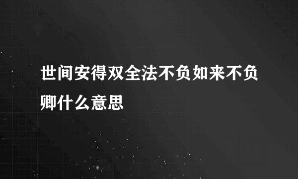 世间安得双全法不负如来不负卿什么意思