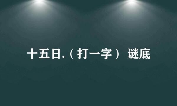 十五日.（打一字） 谜底