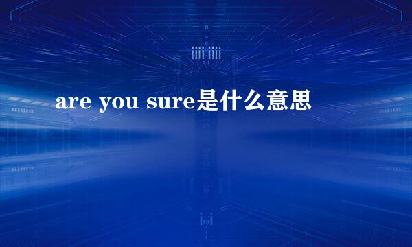 are you sure是什么意思