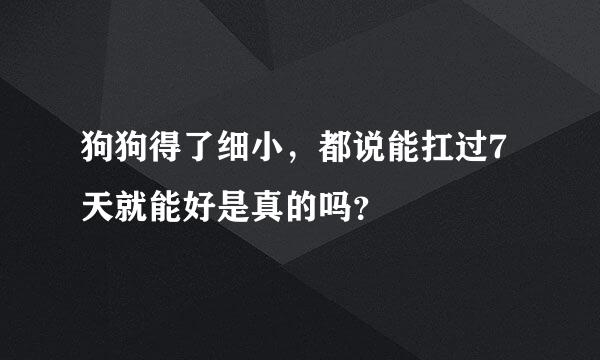 狗狗得了细小，都说能扛过7天就能好是真的吗？