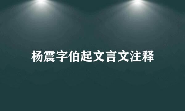 杨震字伯起文言文注释