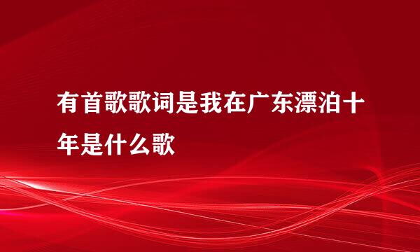 有首歌歌词是我在广东漂泊十年是什么歌