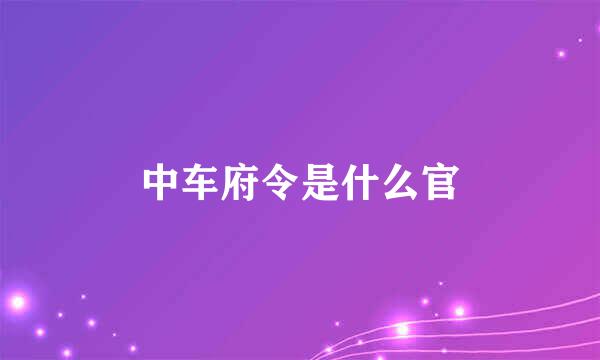 中车府令是什么官