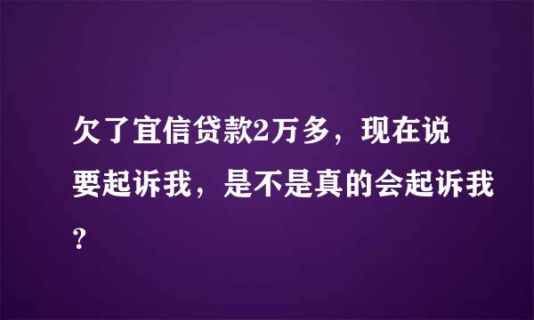 欠了宜信贷款2万多，现在说要起诉我，是不是真的会起诉我？