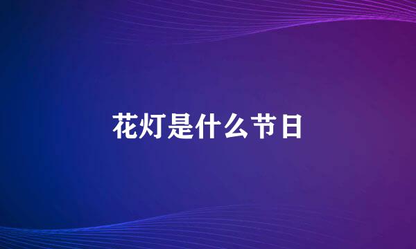 花灯是什么节日