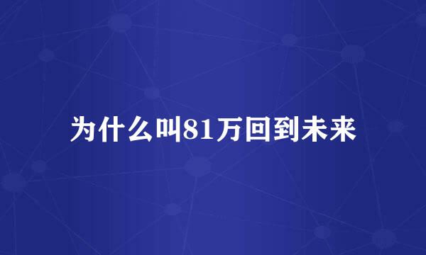 为什么叫81万回到未来