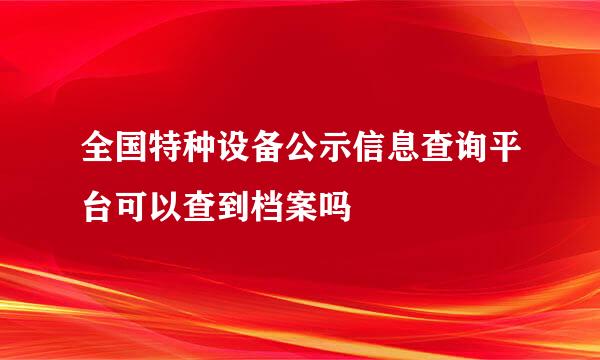 全国特种设备公示信息查询平台可以查到档案吗