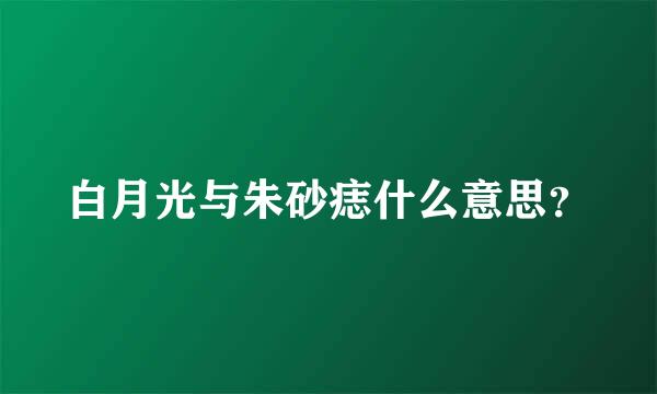 白月光与朱砂痣什么意思？