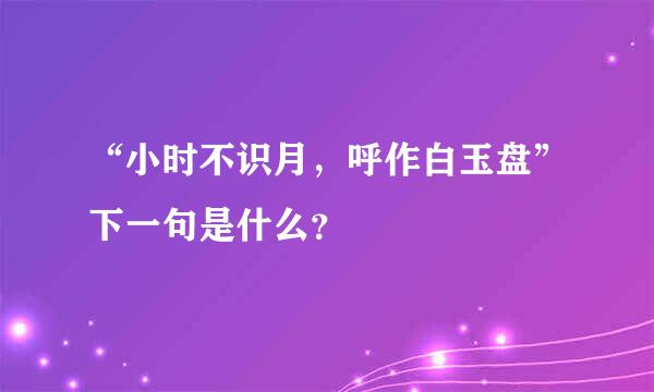 “小时不识月，呼作白玉盘”下一句是什么？