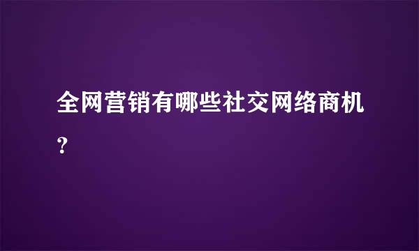 全网营销有哪些社交网络商机？