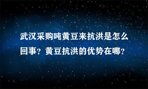 武汉采购吨黄豆来抗洪是怎么回事？黄豆抗洪的优势在哪？