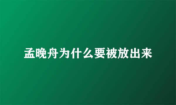 孟晚舟为什么要被放出来