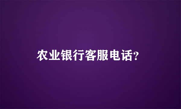 农业银行客服电话？