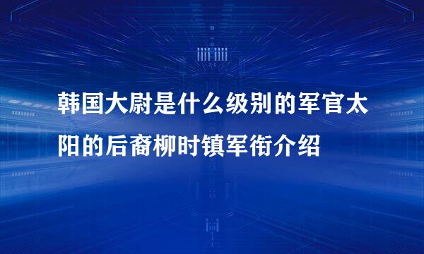 韩国大尉是什么级别的军官太阳的后裔柳时镇军衔介绍