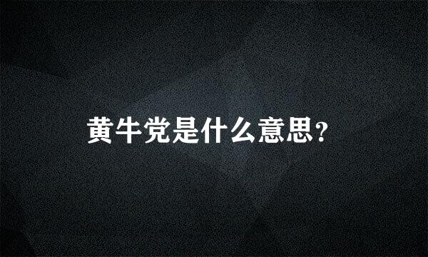 黄牛党是什么意思？