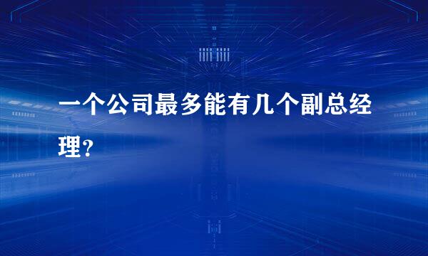 一个公司最多能有几个副总经理？