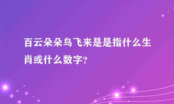 百云朵朵鸟飞来是是指什么生肖或什么数字？