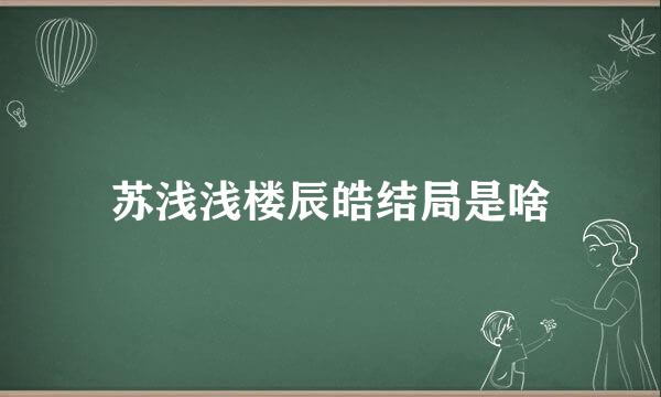 苏浅浅楼辰皓结局是啥