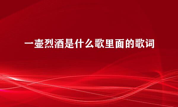 一壶烈酒是什么歌里面的歌词