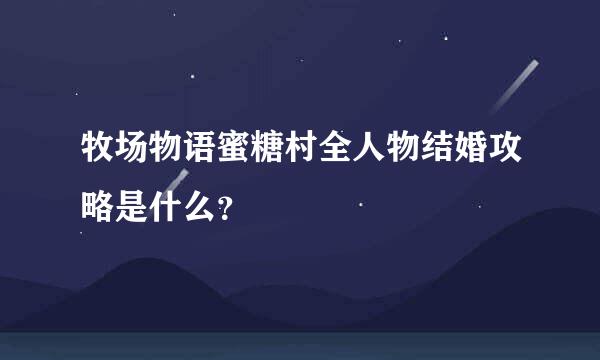 牧场物语蜜糖村全人物结婚攻略是什么？