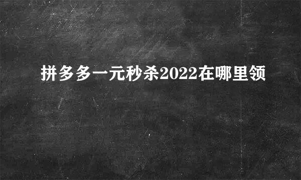 拼多多一元秒杀2022在哪里领