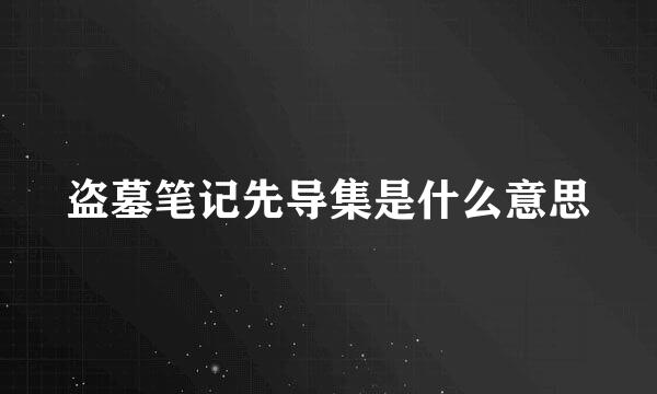 盗墓笔记先导集是什么意思