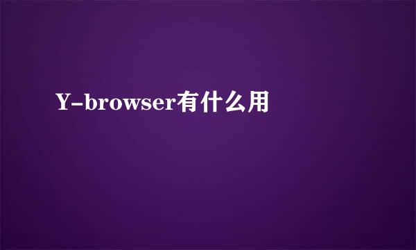 Y-browser有什么用