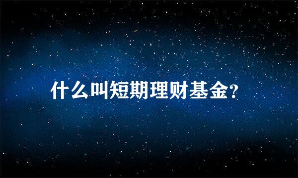 什么叫短期理财基金？