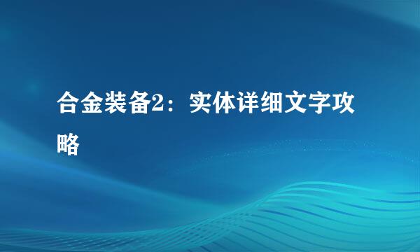 合金装备2：实体详细文字攻略