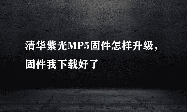 清华紫光MP5固件怎样升级，固件我下载好了