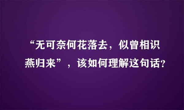 “无可奈何花落去，似曾相识燕归来”，该如何理解这句话？