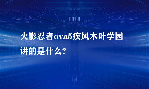 火影忍者ova5疾风木叶学园讲的是什么?