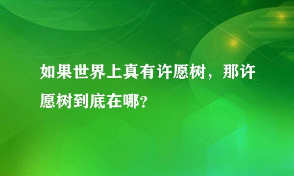 如果世界上真有许愿树，那许愿树到底在哪？