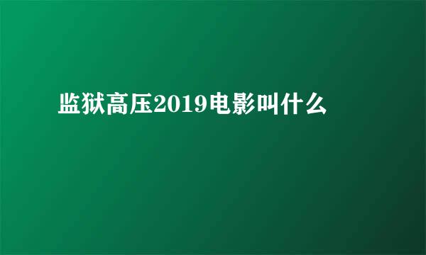 监狱高压2019电影叫什么