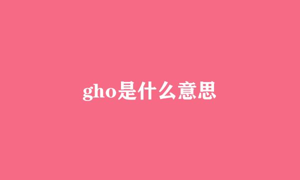 gho是什么意思