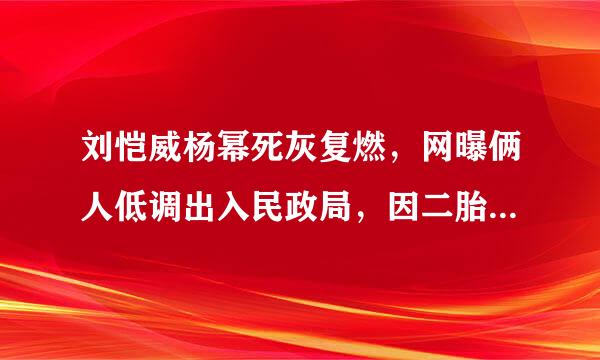 刘恺威杨幂死灰复燃，网曝俩人低调出入民政局，因二胎复婚，是真的吗