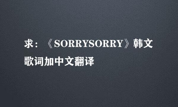 求：《SORRYSORRY》韩文歌词加中文翻译