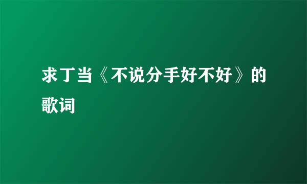 求丁当《不说分手好不好》的歌词