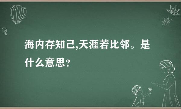 海内存知己,天涯若比邻。是什么意思？