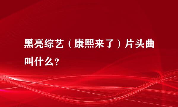 黑亮综艺（康熙来了）片头曲叫什么？