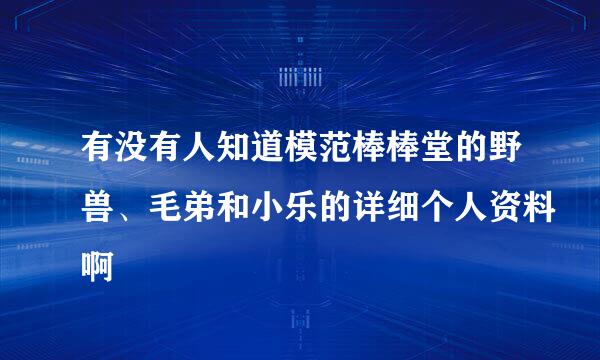 有没有人知道模范棒棒堂的野兽、毛弟和小乐的详细个人资料啊