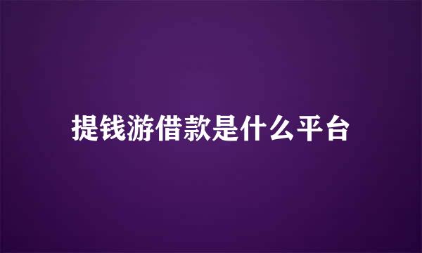 提钱游借款是什么平台