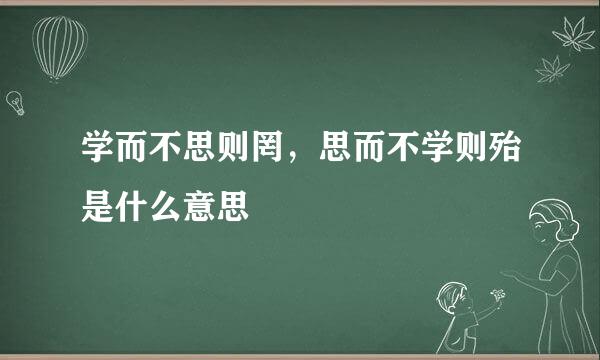 学而不思则罔，思而不学则殆是什么意思