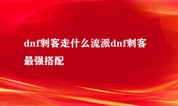 dnf刺客走什么流派dnf刺客最强搭配