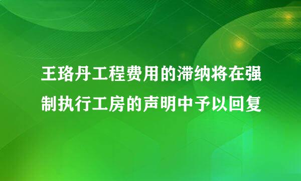 王珞丹工程费用的滞纳将在强制执行工房的声明中予以回复