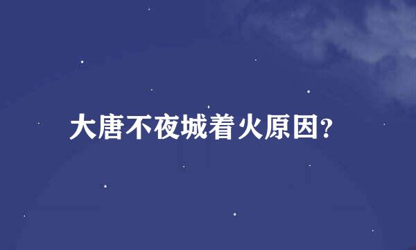 大唐不夜城着火原因？