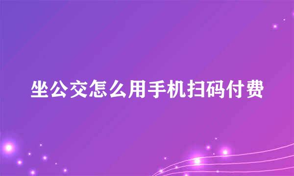 坐公交怎么用手机扫码付费