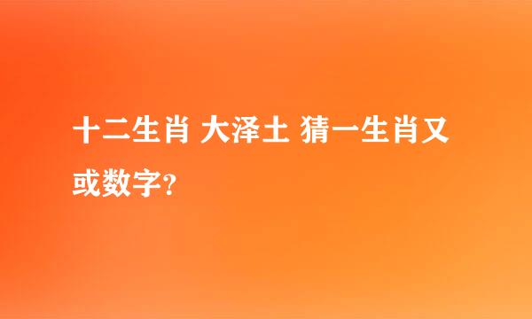 十二生肖 大泽土 猜一生肖又或数字？