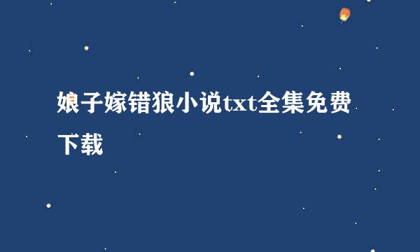 娘子嫁错狼小说txt全集免费下载